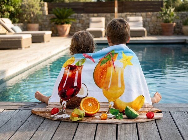 Hitro sušeča XXL plažna brisača DRINKOZA barvna 150 x 210 cm, 100% mikrotkanina