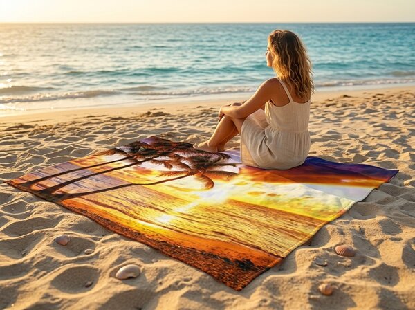 Hitrosušeča XXL plažna brisača SUNDARA barvna 150 x 210 cm, 100% mikrotkanina