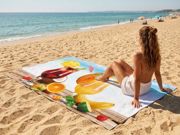 Hitro sušeča XXL plažna brisača DRINKOZA barvna 150 x 210 cm, 100% mikrotkanina