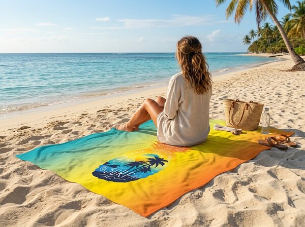 Hitrosušeča XXL plažna brisača ANANARA barvna 150 x 210 cm, 100% mikrotkanina