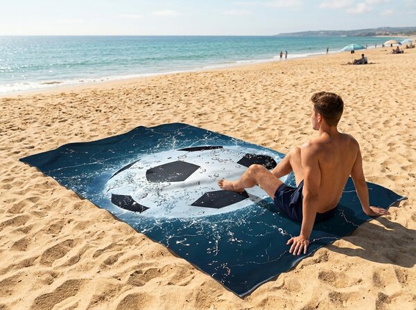 Hitro sušeča se XXL plažna brisača GOALIX modro-bela 150 x 210 cm, 100% mikrotkanina