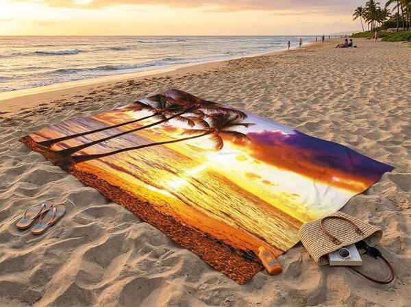Hitrosušeča XXL plažna brisača SUNDARA barvna 150 x 210 cm, 100% mikrotkanina