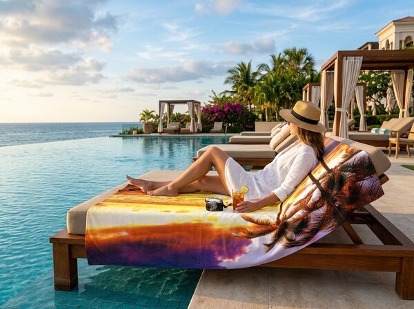 Hitrosušeča XXL plažna brisača SUNDARA barvna 150 x 210 cm, 100% mikrotkanina