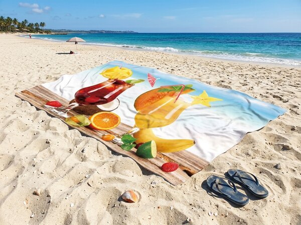 Hitro sušeča XXL plažna brisača DRINKOZA barvna 150 x 210 cm, 100% mikrotkanina