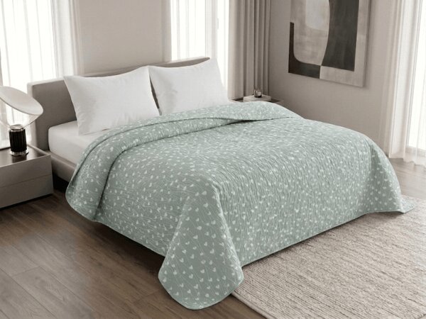 Pregrinjalo za posteljo STARS HEARTS, zeleno Dimenzije: 170 x 210 cm