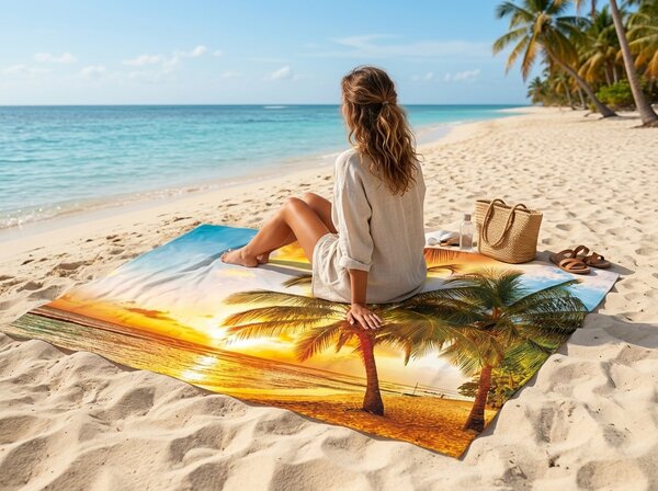 Hitrosušeča XXL plažna brisača SOLIVANA barvna 150 x 210 cm, 100% mikrotkanina