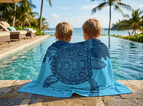 Hitro sušeča XXL plažna brisača OCEVA modra 150 x 210 cm, 100% mikrotkanina