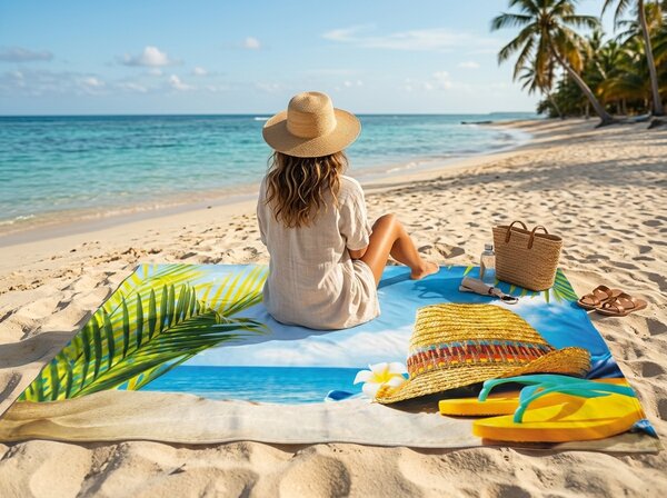 Hitrosušeča XXL plažna brisača SANDORA barvna 150 x 210 cm, 100% mikrotkanina