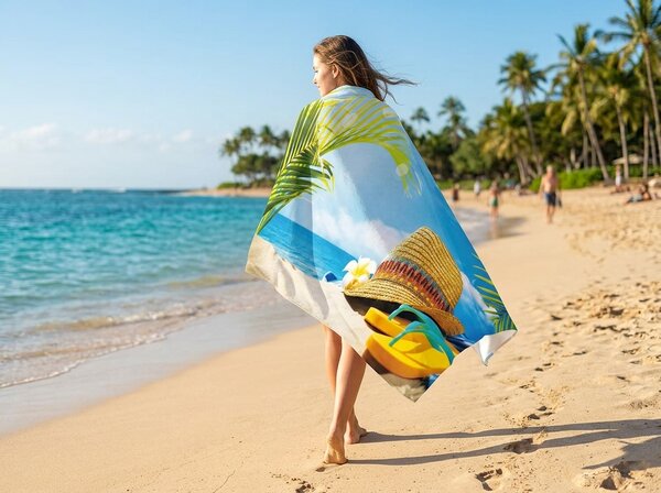 Hitrosušeča XXL plažna brisača SANDORA barvna 150 x 210 cm, 100% mikrotkanina