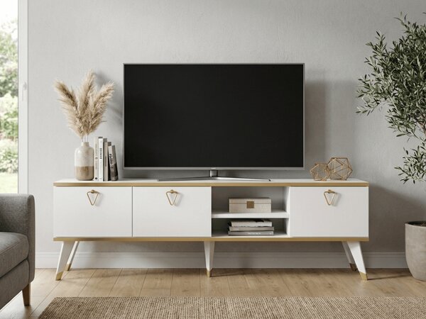 TV omarica CAROL 160 cm, bela/zlata