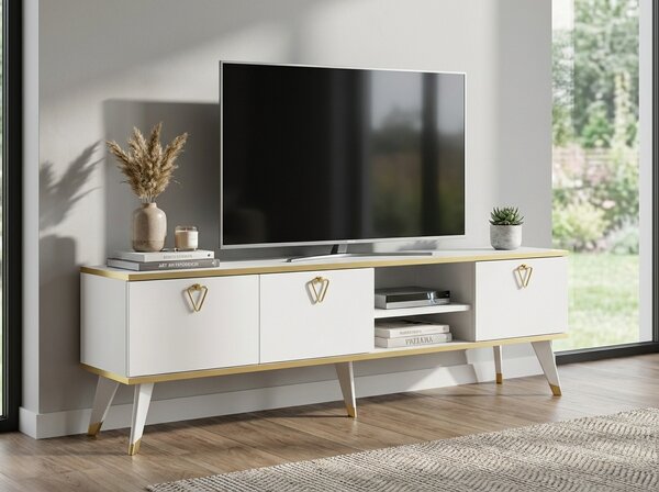 TV omarica CAROL 160 cm, bela/zlata
