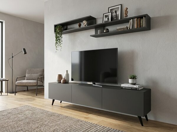 TV omarica MIYA 150 cm z zidno polico, antracitna