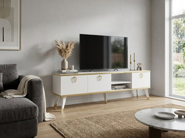 TV omarica CAROL 160 cm, bela/zlata
