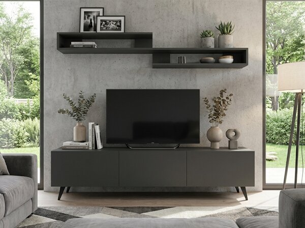 TV omarica MIYA 150 cm z zidno polico, antracitna