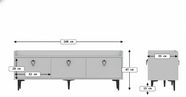 TV omarica PIENA 160 cm, bela