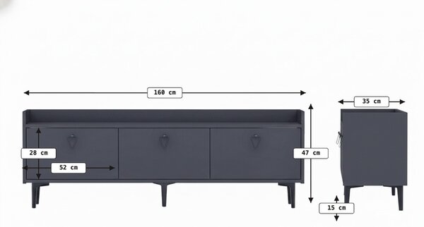 TV omarica PIENA 160 cm, antracitna