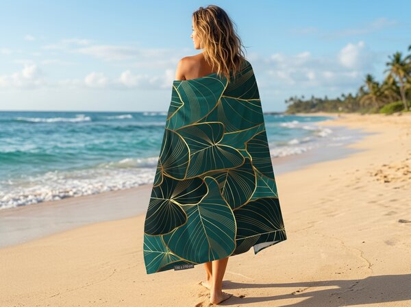 Hitro sušeča se XXL plažna brisača VERDARA zelena 150 x 210 cm, 100% mikrotkanina