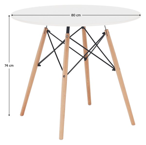 KONDELA Jedilna miza, bela/bukev, premer 80 cm, GAMIN 2 NEW 80