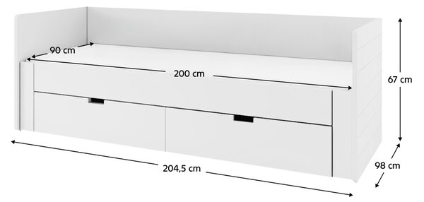 KONDELA Raztegljiva postelja, bela, 90/180x200, ANTONY