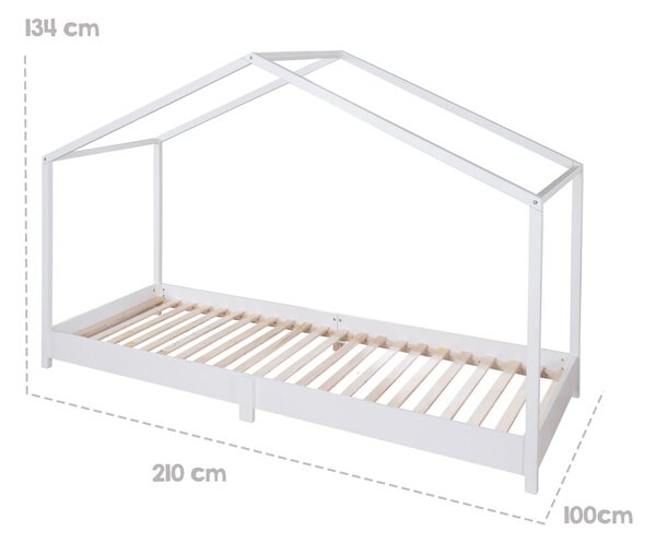 Bela otroška postelja v obliki hiške 90x200 cm Montessori – Roba