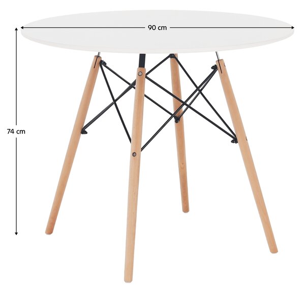 KONDELA Jedilna miza, bela/bukev, premer 90 cm, GAMIN NEW 90