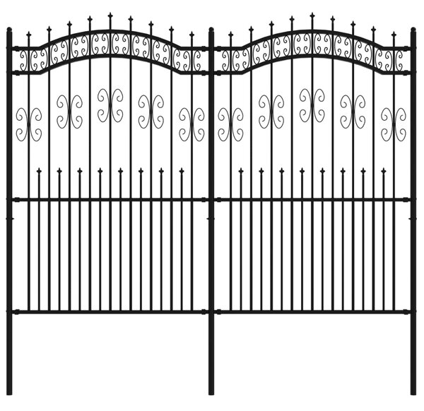 VidaXL Vrtna ograja s suličastim vrhom črna 222 cm prašno jeklo
