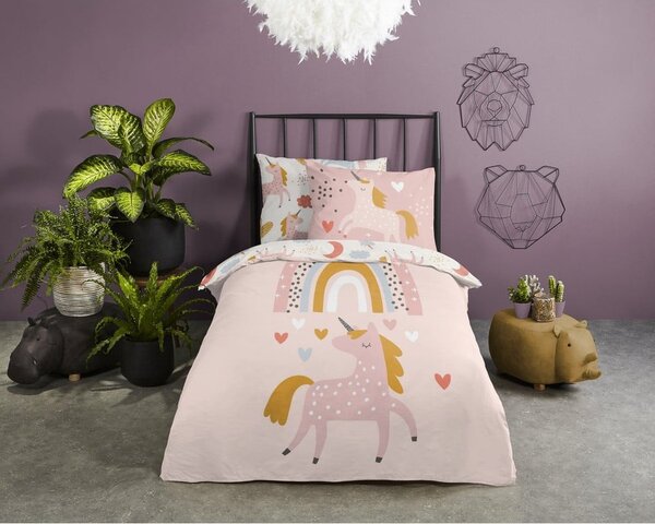 Otroška bombažna posteljnina Good Morning Unicorn, 140 x 220 cm