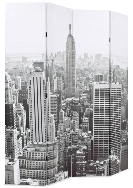 VidaXL Zložljiv paravan 160x170 cm New York podnevi črn in bel