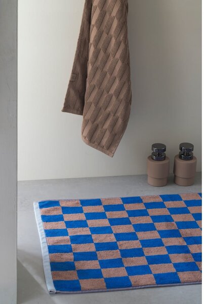 Modra/rjava kopalniška preproga iz organskega bombaža 50x80 cm Retro – Mette Ditmer Denmark