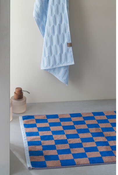 Modra/rjava kopalniška preproga iz organskega bombaža 50x80 cm Retro – Mette Ditmer Denmark