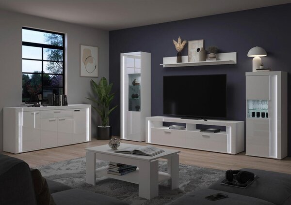 MID.YOU Dnevni Regal Skylight, Bela, Visoki Sijaj, 4-Delno