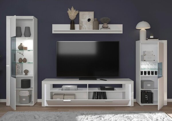 MID.YOU Dnevni Regal Skylight, Bela, Visoki Sijaj, 4-Delno