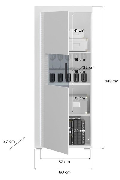 MID.YOU Dnevni Regal Skylight, Bela, Visoki Sijaj, 4-Delno