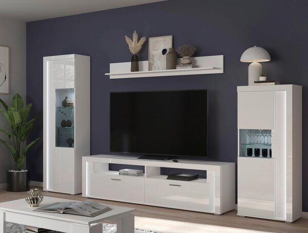 MID.YOU Dnevni Regal Skylight, Bela, Visoki Sijaj, 4-Delno