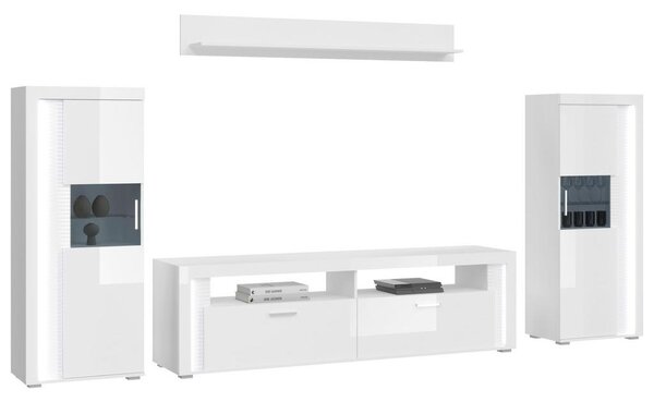 MID.YOU Dnevni Regal Skylight, Bela, Visoki Sijaj, 4-Delno
