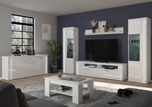 MID.YOU Dnevni Regal Skylight, Bela, Visoki Sijaj, 4-Delno