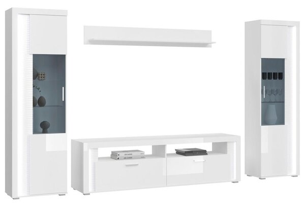 MID.YOU Dnevni Regal Skylight, Bela, Visoki Sijaj, 4-Delno