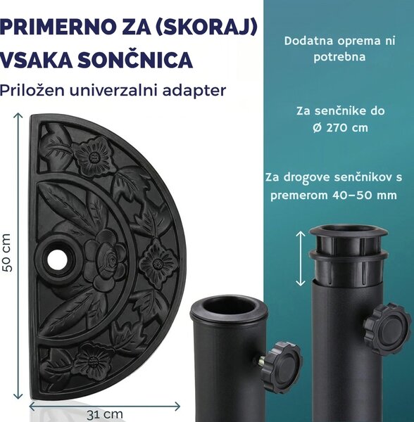 Stojalo za senčnik SUMMER, polkrožno, črno Deuba