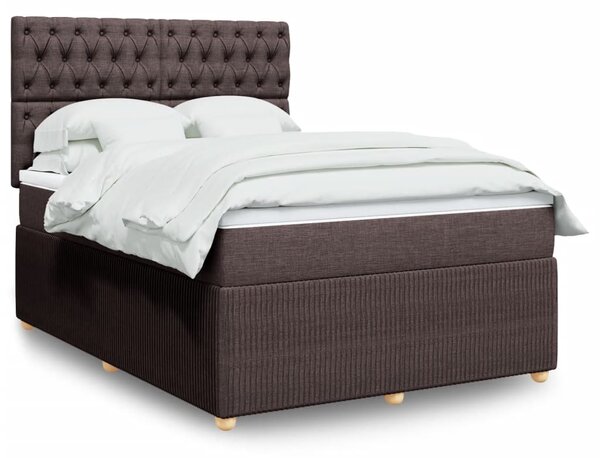 VidaXL Box spring postelja z vzmetnico temno rjava 140x200 cm blago