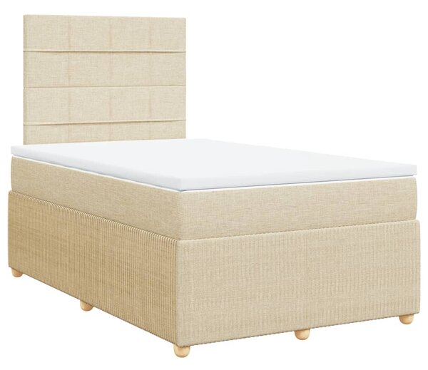 VidaXL Box spring postelja z vzmetnico krem 120x190 cm blago