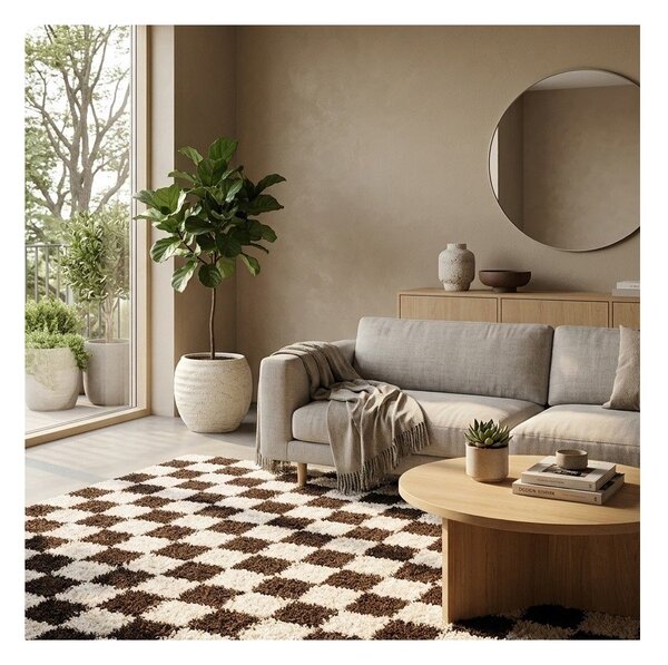 Rjava/kremno bela preproga 80x150 cm Grida – ESTE