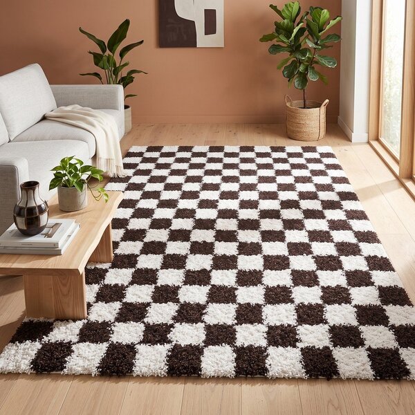 Rjava/kremno bela preproga 80x150 cm Grida – ESTE