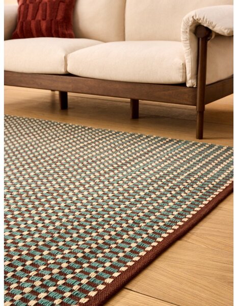 Zelenomodra ročno tkana preproga iz mešanice volne 120x170 cm Ember – MADE