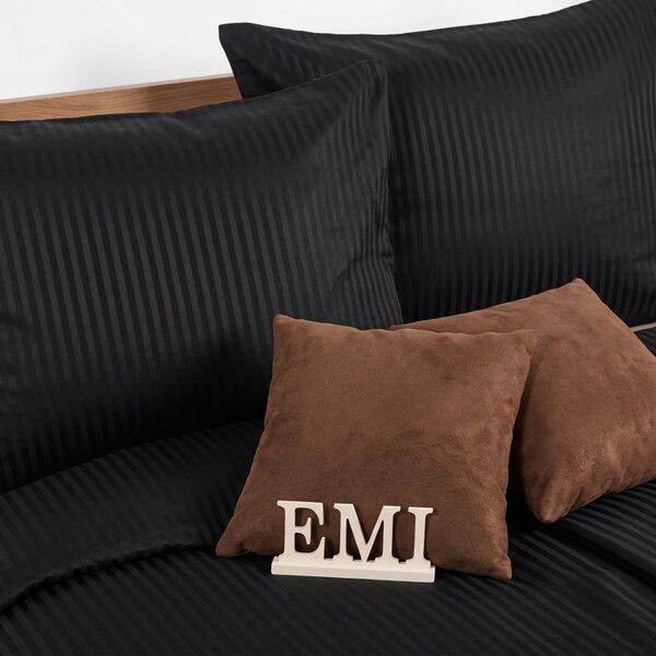 Posteljnina Black damast saten EMI