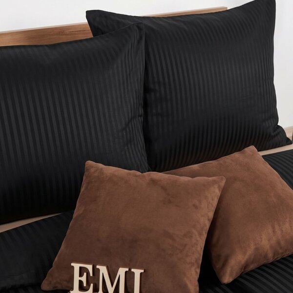 Posteljnina Black damast saten EMI