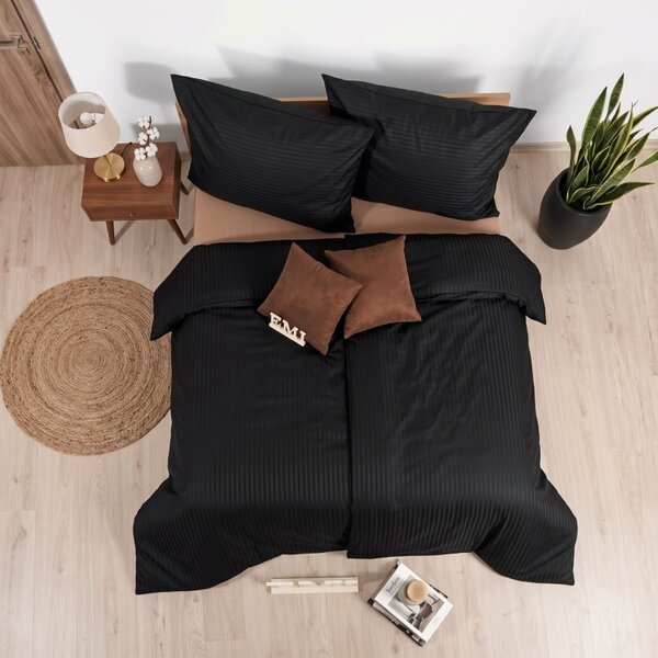 Posteljnina Black damast saten EMI