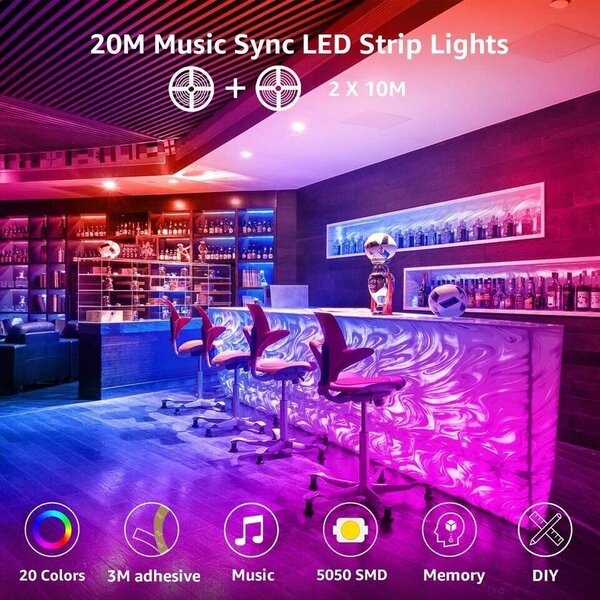 Set LED trak 20m RGB IP20 - 2x10m glasbeni
