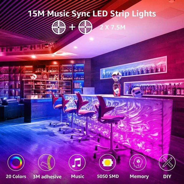 15m Set LED trak RGB IP20 -2x7,5m glasbeni