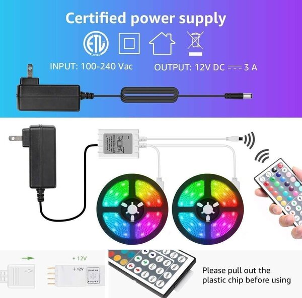 10m Set LED trak RGB IP20 - 2x5m 44 tipk + napajalnik