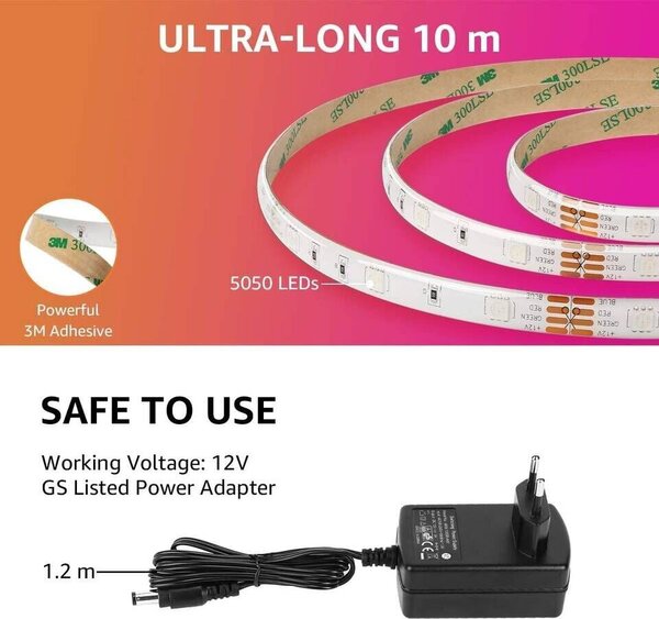 10m Set LED trak RGB IP20 - 2x5m 44 tipk + napajalnik